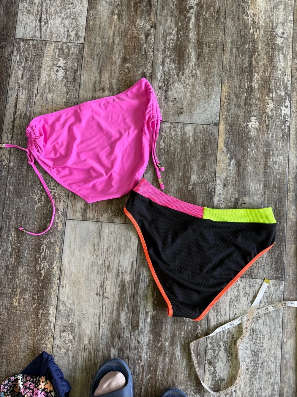 2 for $10 sale: 2 bikini bottoms (L/XL) neon pink and black with neon trim